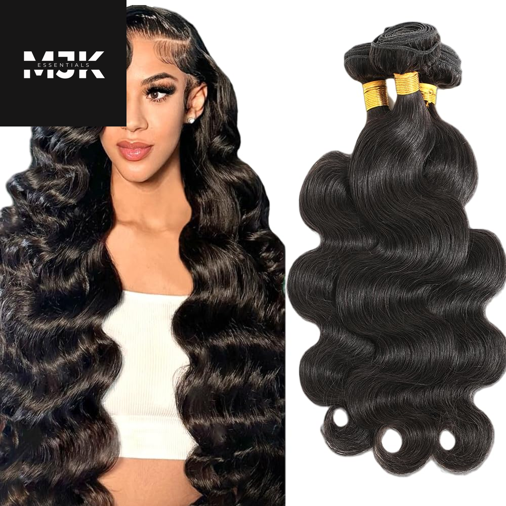 12A Human Hair Bundles 22 24 26 Inch Body Wave Bundles Human Hair 100% Unprocessed Brazilian Virgin Hair 3 Bundles Human Hair Body Wave Quick Weave Bundles Hair Extensions Natural Black