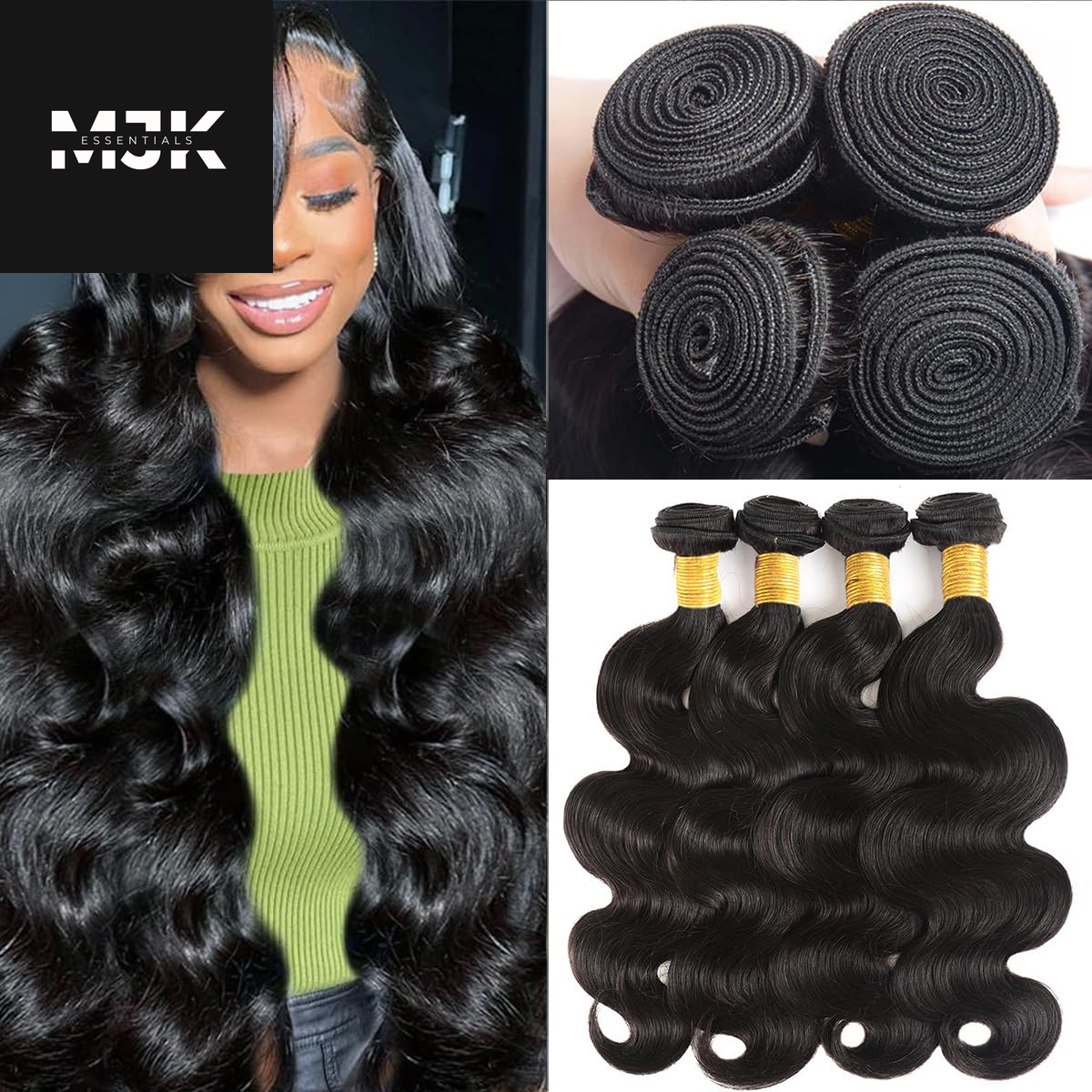 12A Human Hair Bundles 20 22 24 26 Inch Body Wave Bundles Human Hair 100% Unprocessed Brazilian Virgin Hair 4 Bundles Deals Human Hair Extensions Quick Weave Bundles Human Hair Natural Black