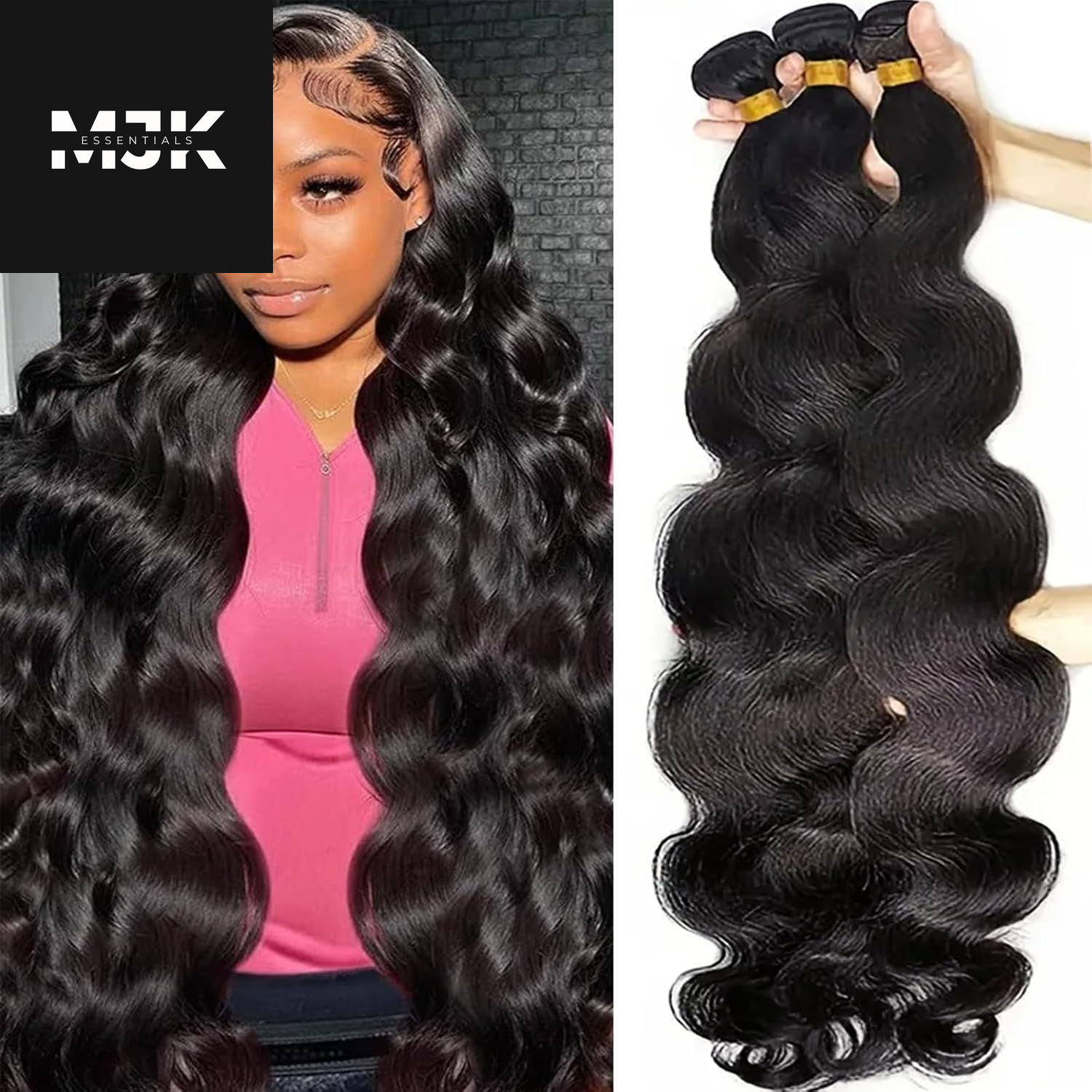 Human Hair Body Wave 4 Bundles 14 16 18 20 Inch 12A 100% Unprocessed Myanmar Soft and Full Double Welf Quick Wave Natural Color Human Hair Extensions for Women