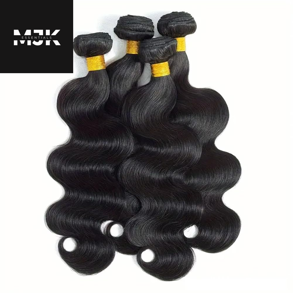 Human Hair Body Wave 4 Bundles 14 16 18 20 Inch 12A 100% Unprocessed Myanmar Soft and Full Double Welf Quick Wave Natural Color Human Hair Extensions for Women