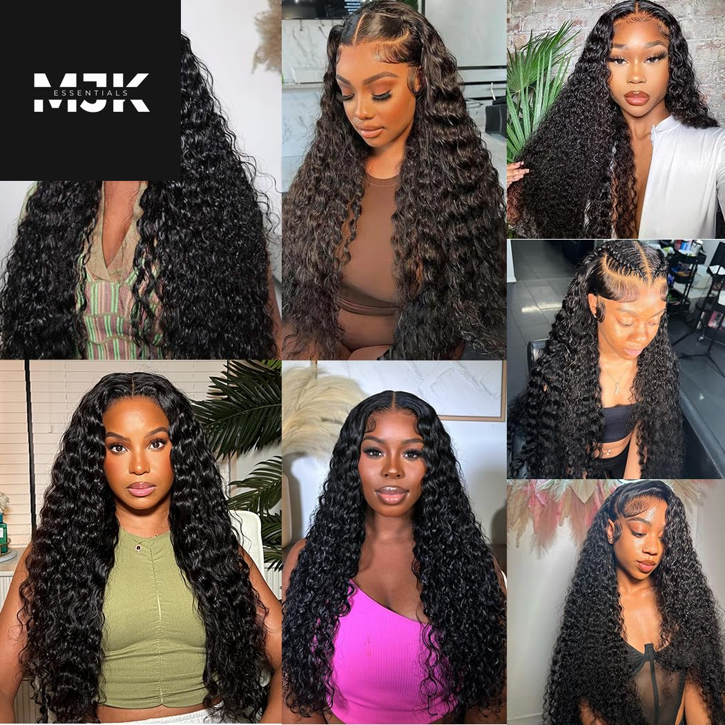 5X5 HD Lace Closure Glueless Wigs Human Hair Pre Plucked Brazilian Virgin Deep Wave Lace Front Wigs Human Hair 180% Density Closure Wig with Elastic Band Natural Hairline