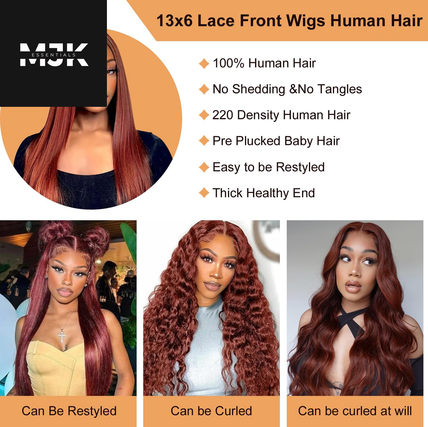 30 Inch Reddish Brown Lace Front Wigs Human Hair 220 Density 13X6 HD Lace Frontal Wigs Human Hair Glueless Straight Lace Frontal Wigs Pre Plucked with Baby Hair Brown Human Hair Wig for Women