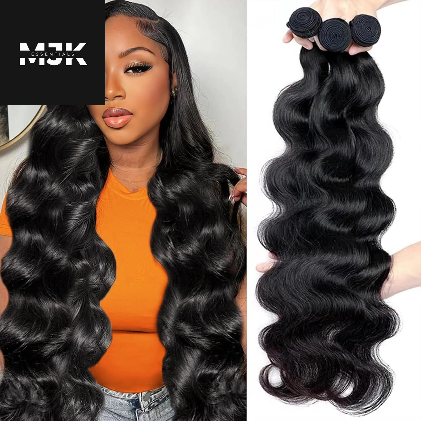 Body Wave Bundles Human Hair 16 18 20 Inch 100% Unprocessed 12A Brazilian Virgin Human Hair Extensions Quick Weave Bundles Hair Natural Black