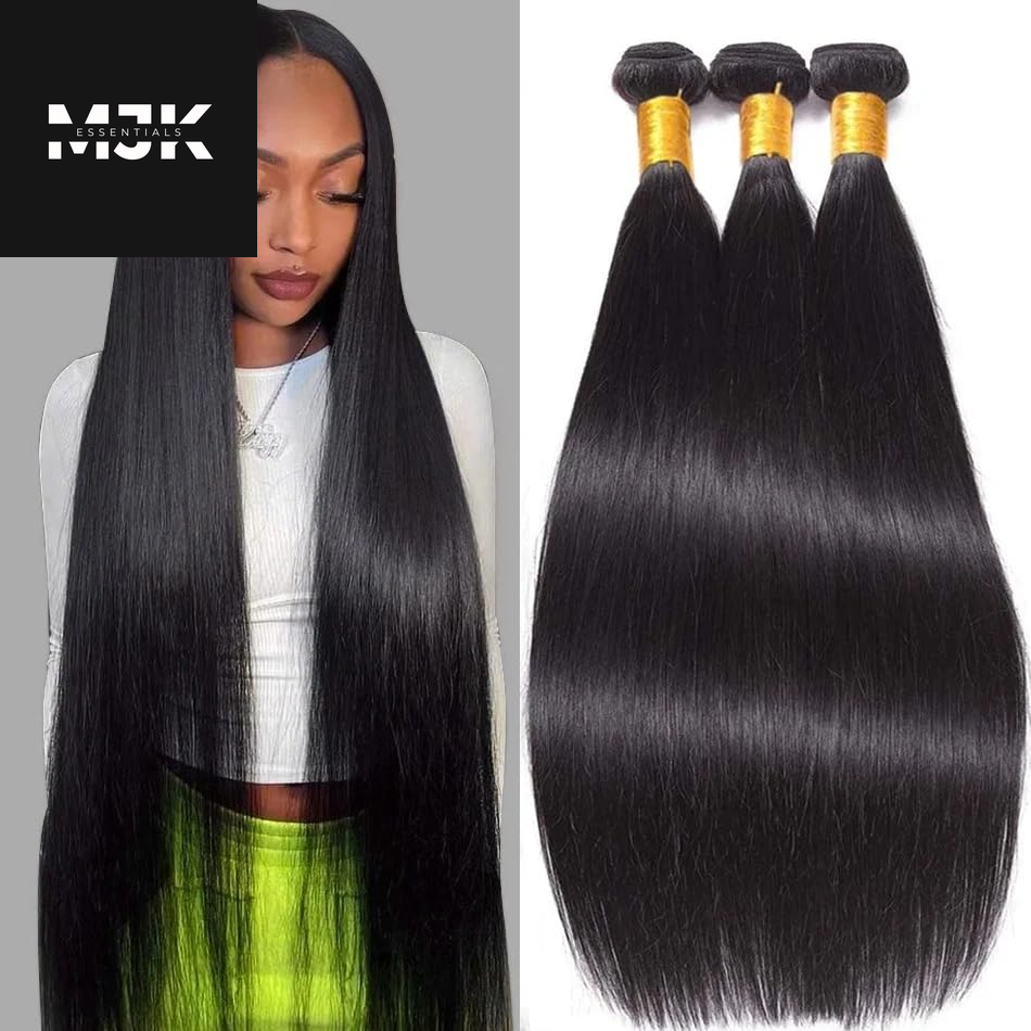 Human Hair Bundles Straight 3 Bundles Human Hair 24 26 28 Inch 100% Unprocessed 12A Brazilian Virgin Hair Bundles Weave Straight Human Hair Extensions