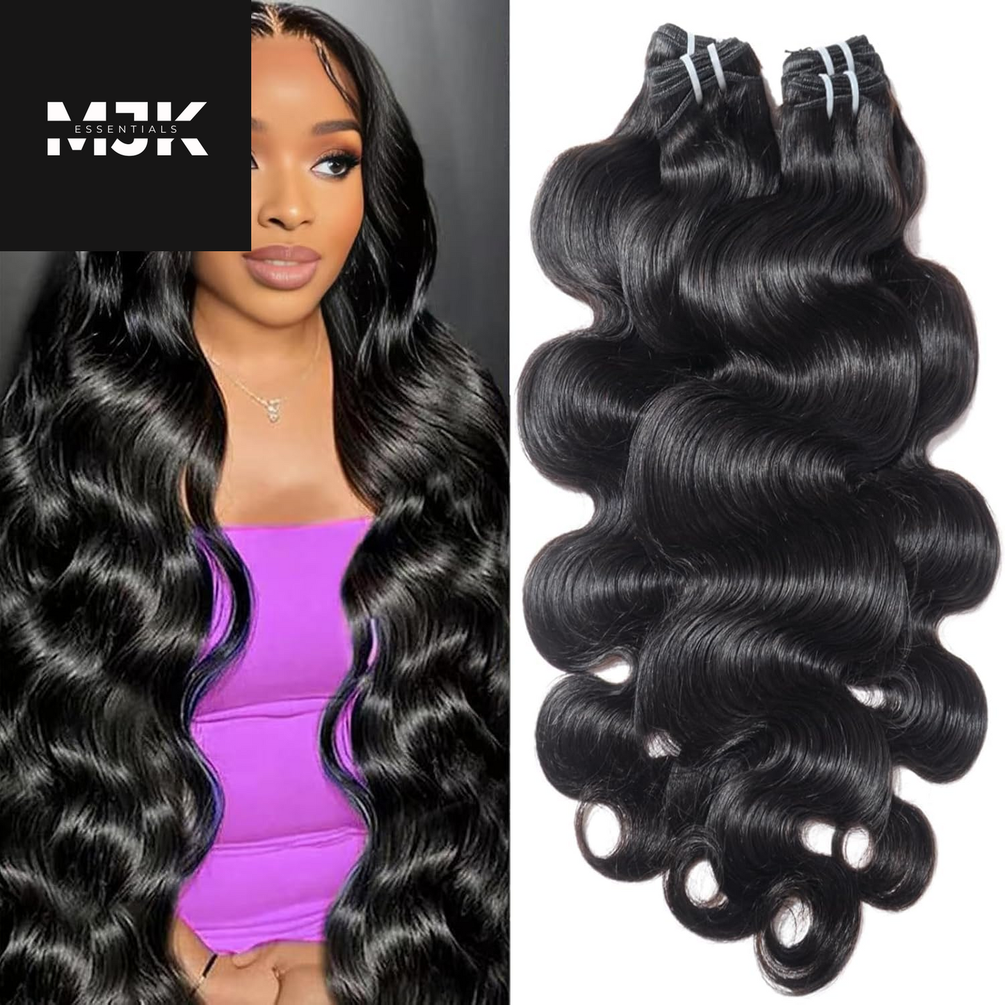 Body Wave Bundles Human Hair 18 20 22 24 Inch 12A Human Hair Bundles 100% Unprocessed Brazilian Raw Virgin Hair Extensions 4 Bundles Weave Bundles Natural Black