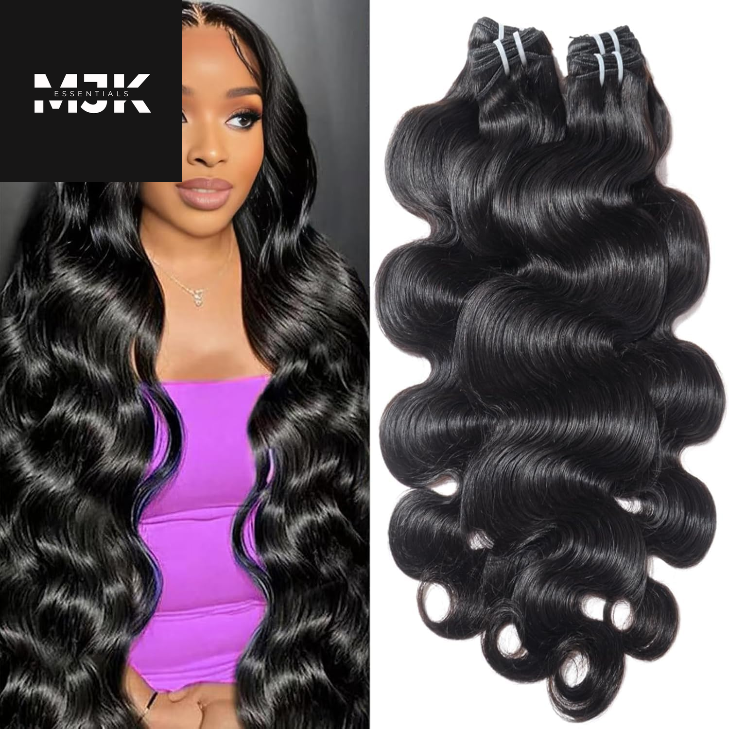 Body Wave Bundles Human Hair 18 20 22 24 Inch 12A Human Hair Bundles 100% Unprocessed Brazilian Raw Virgin Hair Extensions 4 Bundles Weave Bundles Natural Black