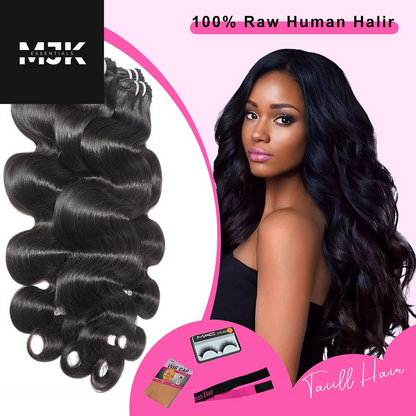 Body Wave Bundles Human Hair 18 20 22 24 Inch 12A Human Hair Bundles 100% Unprocessed Brazilian Raw Virgin Hair Extensions 4 Bundles Weave Bundles Natural Black