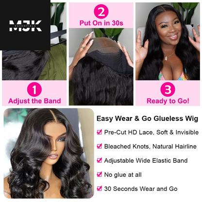 28 Inch 5X5 HD Lace Closure Wigs Human Hair Wear and Go Glueless Wigs Human Hair Pre Plucked Pre Cut 180% Density Body Wave Lace Front Wigs Human Hair for Women