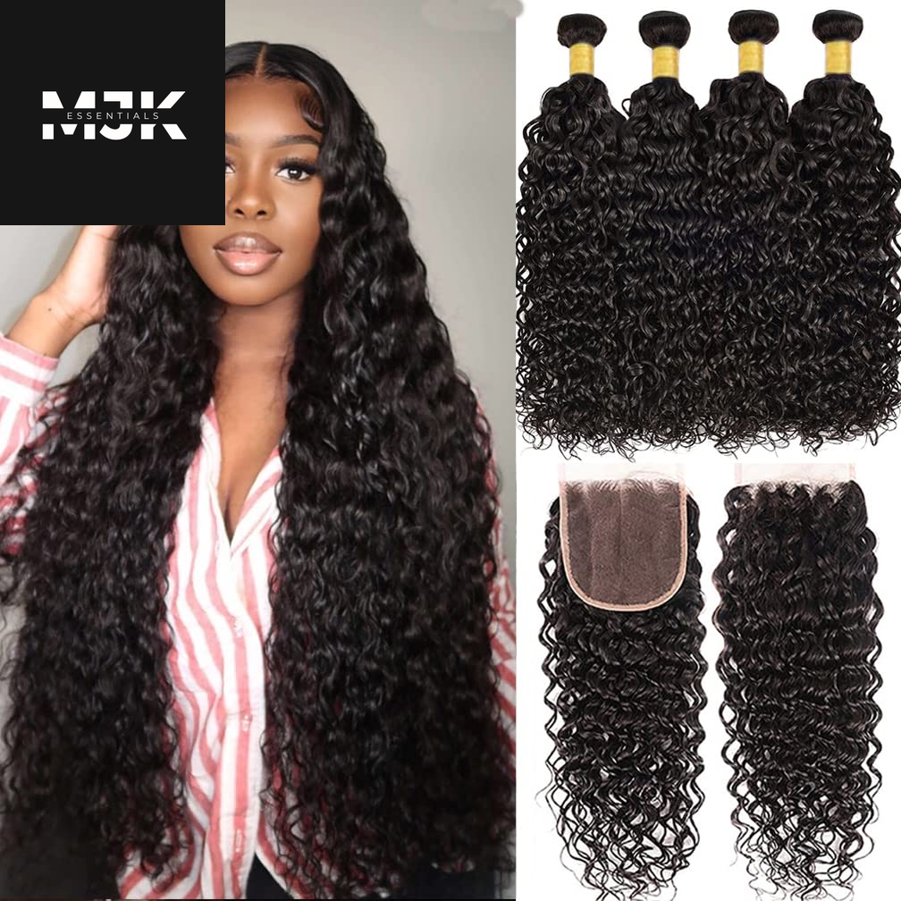 Loose Deep Wave Bundles Human Hair 4 Bundles 20 22 24 26 Inch 100% Unprocessed Brazilian Virgin Human Hair Bundles, Loose Deep Wave 4 Bundles, Can Be Dyed and Bleached Natural Black