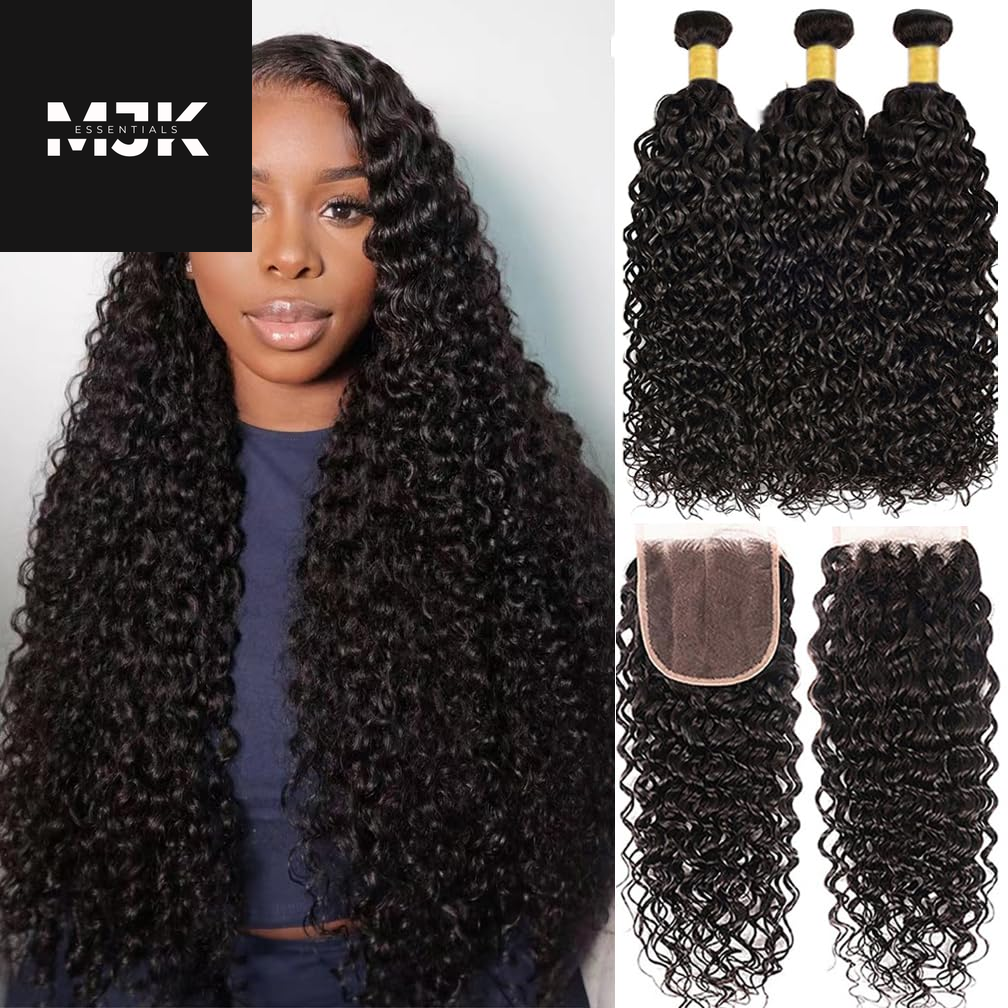 Loose Deep Wave Bundles Human Hair 4 Bundles 20 22 24 26 Inch 100% Unprocessed Brazilian Virgin Human Hair Bundles, Loose Deep Wave 4 Bundles, Can Be Dyed and Bleached Natural Black