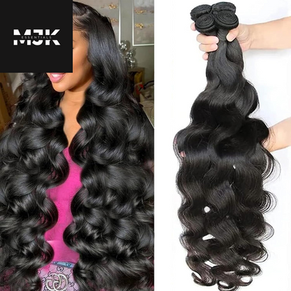 Human Hair Body Wave 4 Bundles 14 16 18 20 Inch 12A 100% Unprocessed Myanmar Soft and Full Double Welf Quick Wave Natural Color Human Hair Extensions for Women