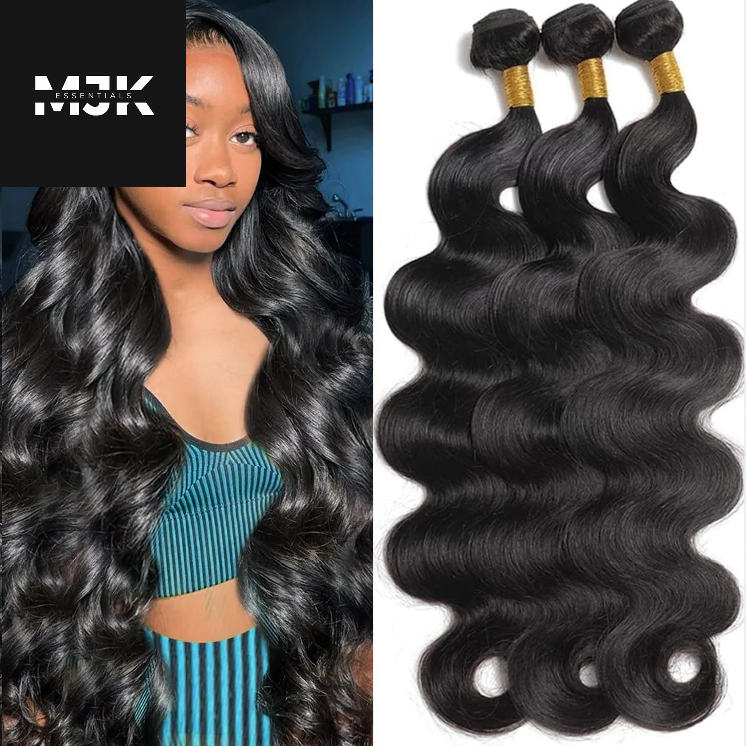 12A Human Hair Bundles 20 22 24 26 Inch Body Wave Bundles Human Hair 100% Unprocessed Brazilian Virgin Hair 4 Bundles Deals Human Hair Extensions Quick Weave Bundles Human Hair Natural Black