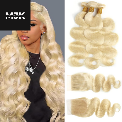 613 Bundles Human Hair 16 18 20 Inch Blonde Body Wave Bundles Human Hair 100% Unprocessed 12A Virgin Human Hair 3 Bundles 613 Body Wave Human Hair Weave Extensions