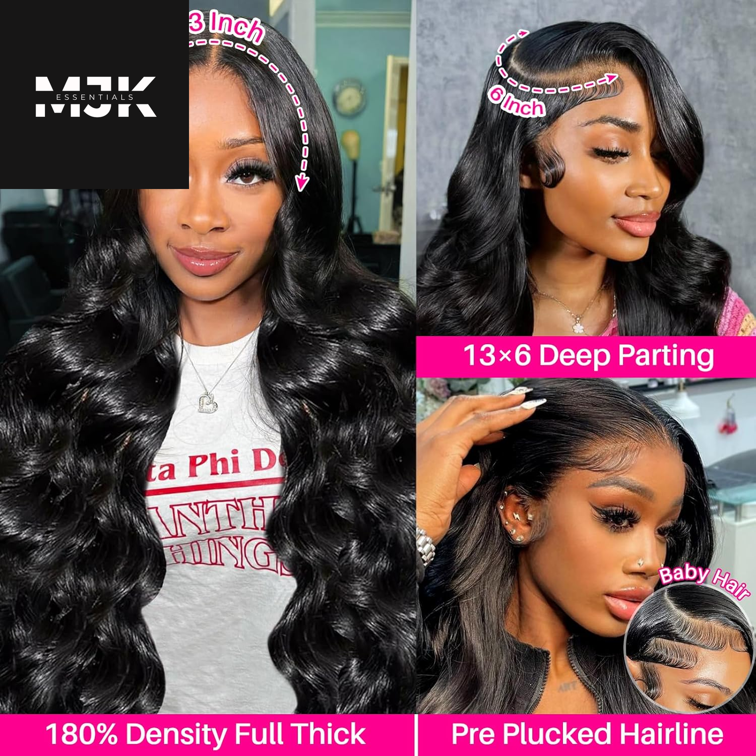 30 Inch 13X6 Lace Front Wigs Human Hair Body Wave Human Hair Wig HD Lace Frontal Glueless Wigs Human Hair Pre Plucked with Baby Hair 180 Density Natural Black