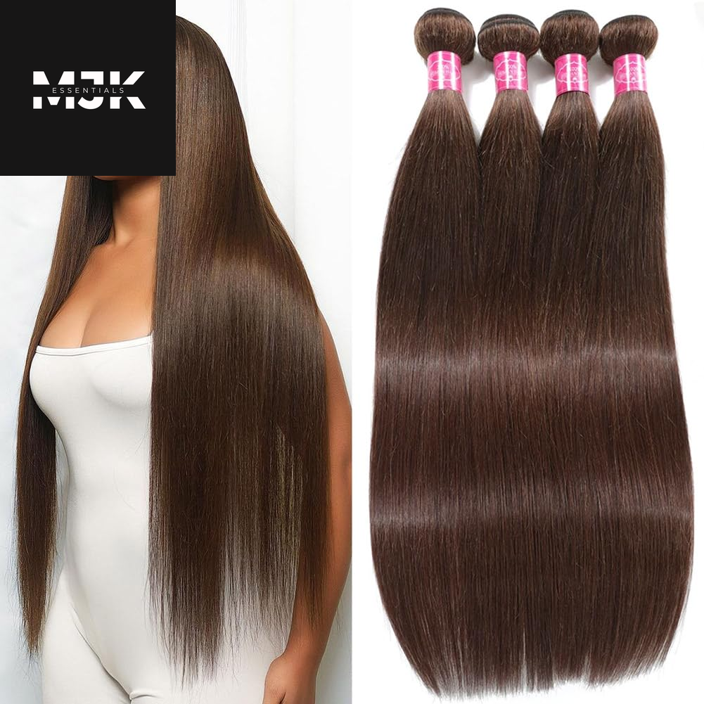 12A Straight Bundles Human Hair (22 24 26 28 Inches, Straight 4 Bundles) 100% Unprocessed Brazilian Virgin Straight Human Hair Bundles Natural Color Raw Hair