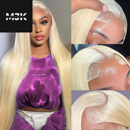 26 Inch 613 Lace Front Wig Human Hair 13X4 Blonde Straight HD Transparent Lace Frontal Wigs Human Hair Pre Plucked with Baby Hair 180% Density Blonde Glueless Wigs Human Hair