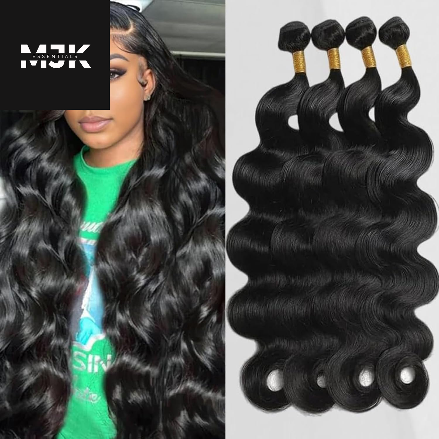 Human Hair Body Wave 4 Bundles 14 16 18 20 Inch 12A 100% Unprocessed Myanmar Soft and Full Double Welf Quick Wave Natural Color Human Hair Extensions for Women