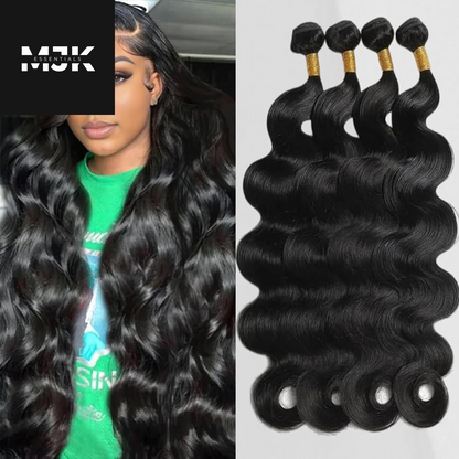 Human Hair Body Wave 4 Bundles 14 16 18 20 Inch 12A 100% Unprocessed Myanmar Soft and Full Double Welf Quick Wave Natural Color Human Hair Extensions for Women