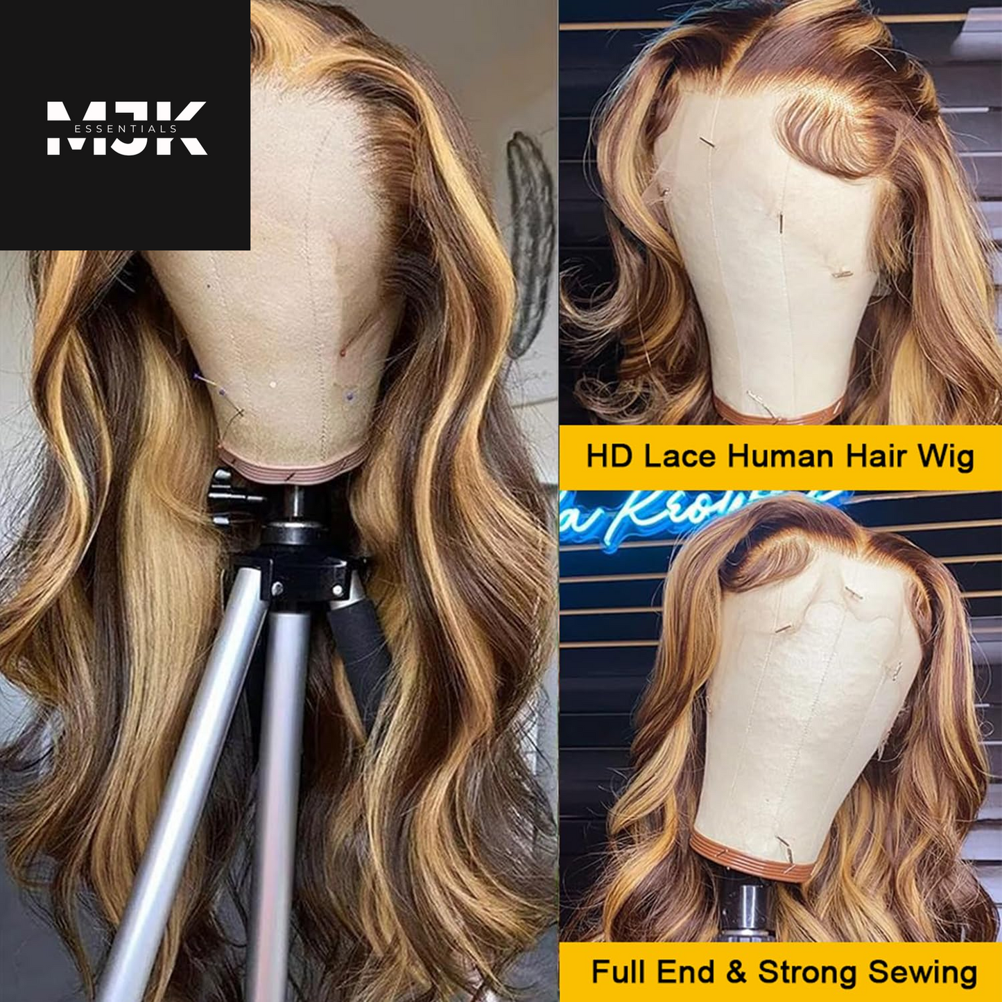 Highlight Ombre 13X6 Lace Front Wig Human Hair 28 Inch Body Wave Honey Blonde Glueless HD Transparent Lace Frontal Wigs for Women 180 Density Human Hair Pre Plucked with Baby Hair