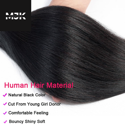 Brazilian Bundles Human Hair 16 18 20 Inch, 12A Grade, 100% Unprocessed Straight Virgin Human Hair Extensions, Natural Black Color (16-20)