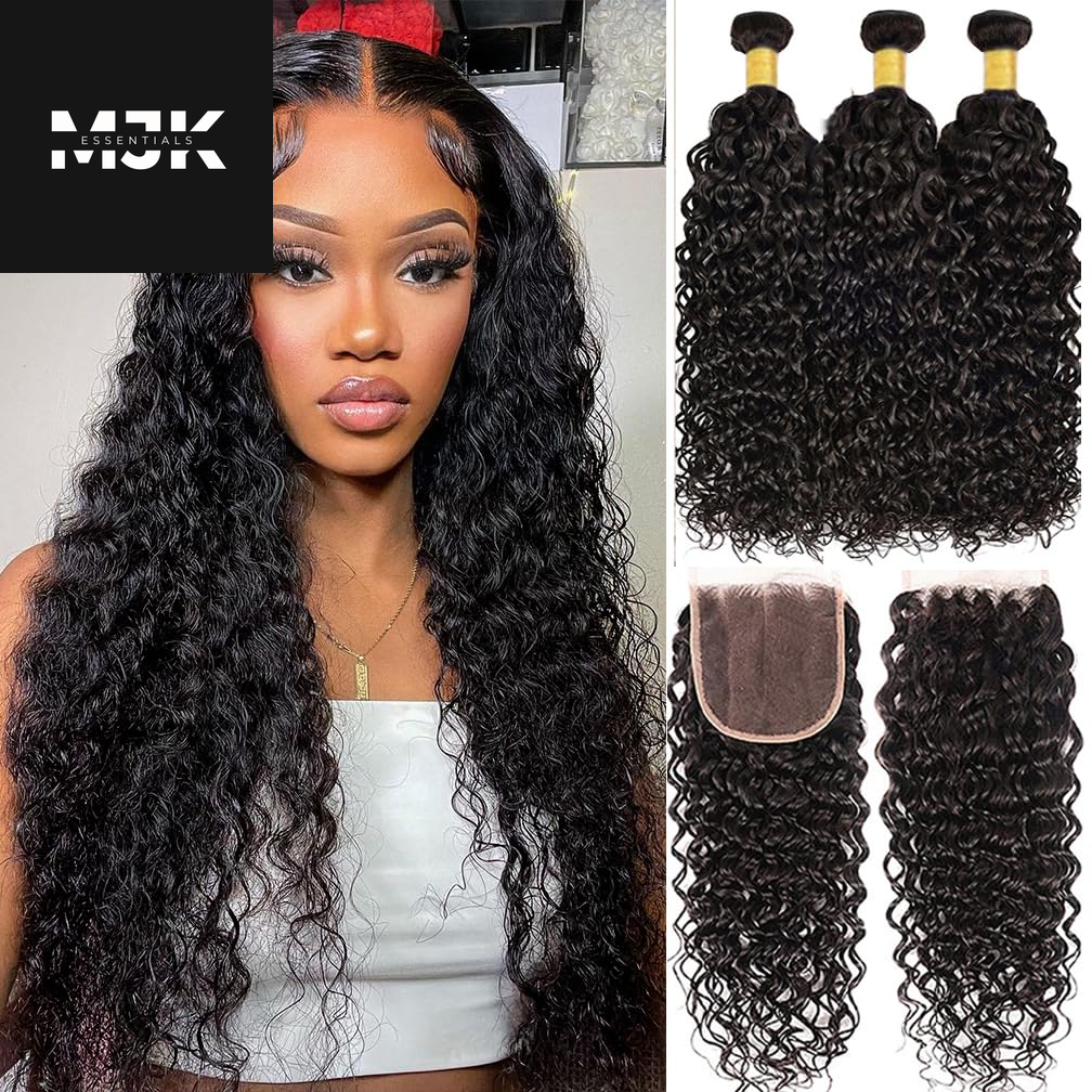 Loose Deep Wave Bundles Human Hair 4 Bundles 20 22 24 26 Inch 100% Unprocessed Brazilian Virgin Human Hair Bundles, Loose Deep Wave 4 Bundles, Can Be Dyed and Bleached Natural Black