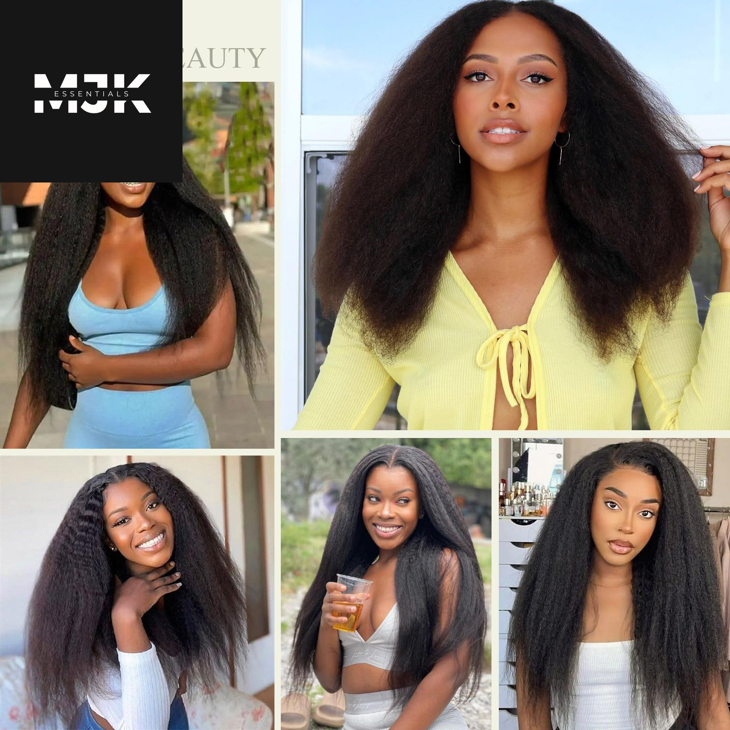 Kinky Straight Bundles Human Hair 18 20 22Inch Yaki Straight Bundles Human Hair 3Bundles Kinky Straight Human Hair Bundles 12A 100% Unprocessed Brazilian Virgin Remy Human Hair Extension Natural Color