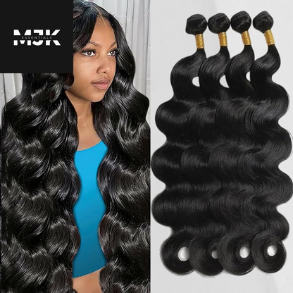 Human Hair Body Wave 4 Bundles 14 16 18 20 Inch 12A 100% Unprocessed Myanmar Soft and Full Double Welf Quick Wave Natural Color Human Hair Extensions for Women