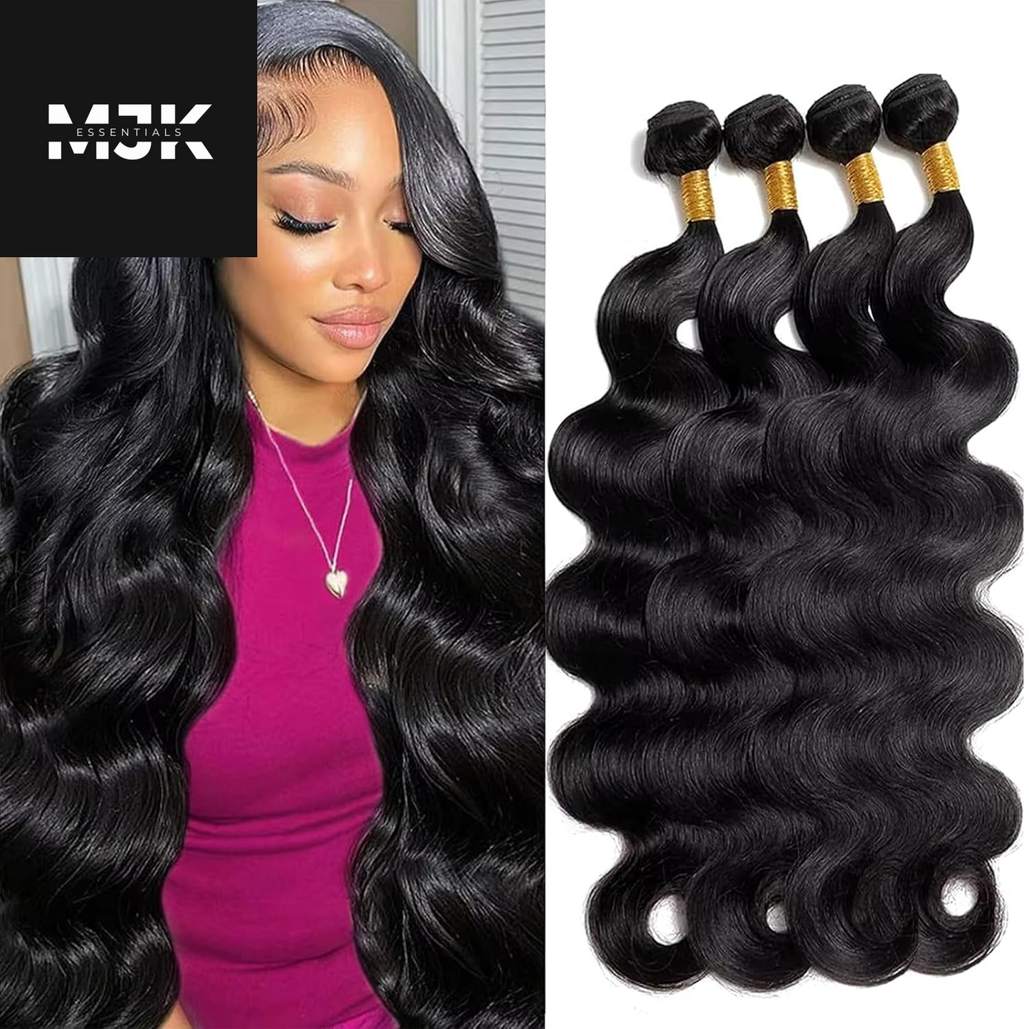 Body Wave Bundles Human Hair 16 18 20 Inch 100% Unprocessed 12A Brazilian Virgin Human Hair Extensions Quick Weave Bundles Hair Natural Black