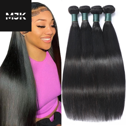 Brazilian Bundles Human Hair 16 18 20 Inch, 12A Grade, 100% Unprocessed Straight Virgin Human Hair Extensions, Natural Black Color (16-20)