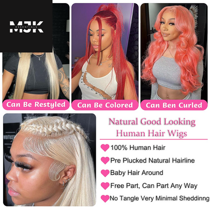 26 Inch 613 Lace Front Wig Human Hair 13X4 Blonde Straight HD Transparent Lace Frontal Wigs Human Hair Pre Plucked with Baby Hair 180% Density Blonde Glueless Wigs Human Hair