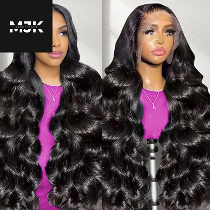 28 Inch Body Wave Lace Front Wigs Human Hair 13X4 HD Transparent Lace Frontal Wigs Human Hair 180% Density Glueless Wigs Pre Plucked with Natural Hairline Baby Hair Wigs for Black Women