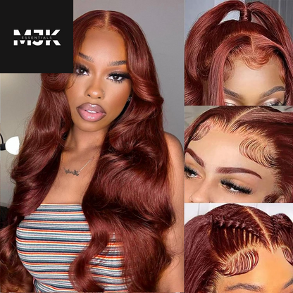 30Inch 13X6 Chocolate Brown Body Wave Lace Front Wigs Human Hair Pre Plucked with Baby Hair 180% Density Full Lace Human Hair Wigs HD Transparent Lace Frontal Wigs for Women Colored Wigs