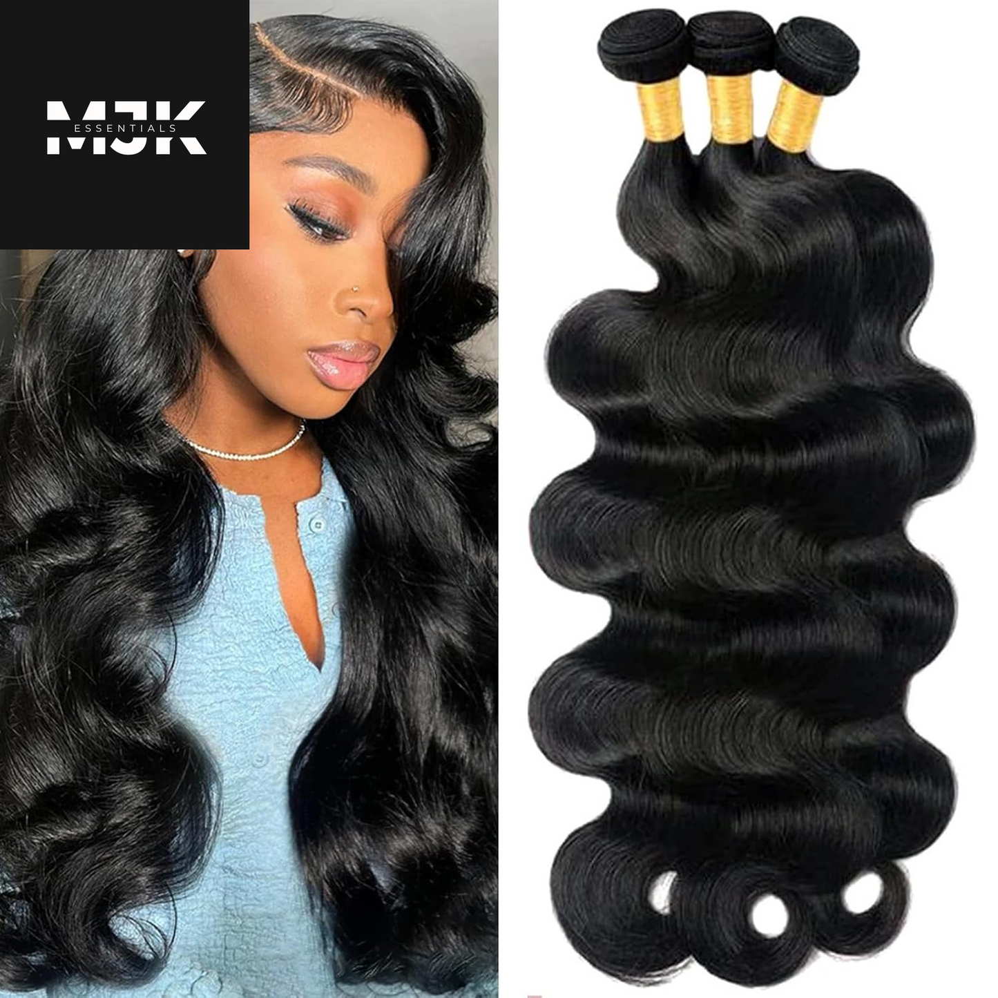 Body Wave Bundles Human Hair 16 18 20 Inch 100% Unprocessed 12A Brazilian Virgin Human Hair Extensions Quick Weave Bundles Hair Natural Black