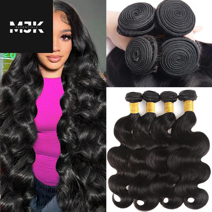 12A Human Hair Bundles 20 22 24 26 Inch Body Wave Bundles Human Hair 100% Unprocessed Brazilian Virgin Hair 4 Bundles Deals Human Hair Extensions Quick Weave Bundles Human Hair Natural Black