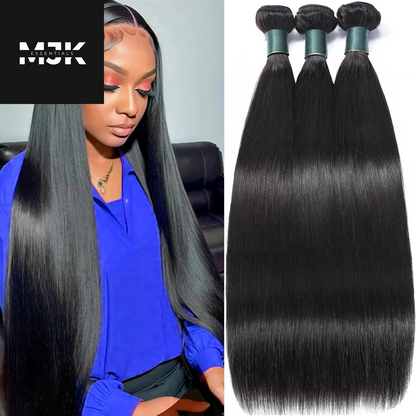 Brazilian Bundles Human Hair 16 18 20 Inch, 12A Grade, 100% Unprocessed Straight Virgin Human Hair Extensions, Natural Black Color (16-20)