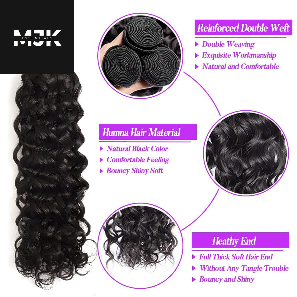 Water Wave Human Hair Bundles 18 20 22 24 Inch 100% Unprocessed Human Hair Wet and Wavy Bundles Human Hair 12A Brazilian Curly Wave Bundles Human Hair Natural Color (18 20 22 24)