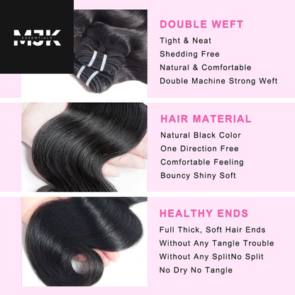 Body Wave Bundles Human Hair 18 20 22 24 Inch 12A Human Hair Bundles 100% Unprocessed Brazilian Raw Virgin Hair Extensions 4 Bundles Weave Bundles Natural Black