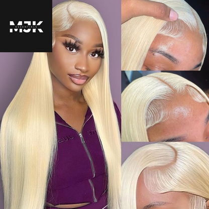 26 Inch 613 Lace Front Wig Human Hair 13X4 Blonde Straight HD Transparent Lace Frontal Wigs Human Hair Pre Plucked with Baby Hair 180% Density Blonde Glueless Wigs Human Hair