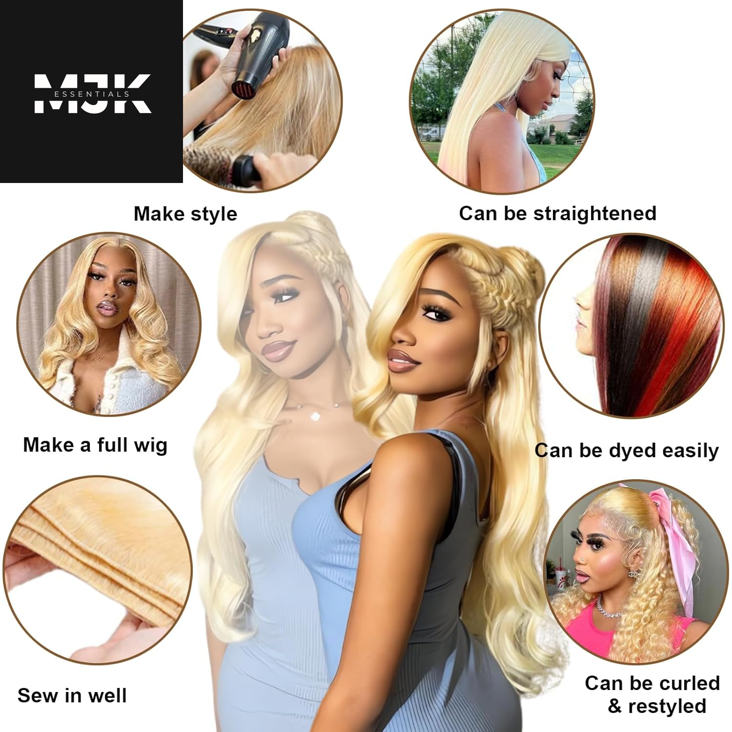 613 Bundles Human Hair 16 18 20 Inch Blonde Body Wave Bundles Human Hair 100% Unprocessed 12A Virgin Human Hair 3 Bundles 613 Body Wave Human Hair Weave Extensions