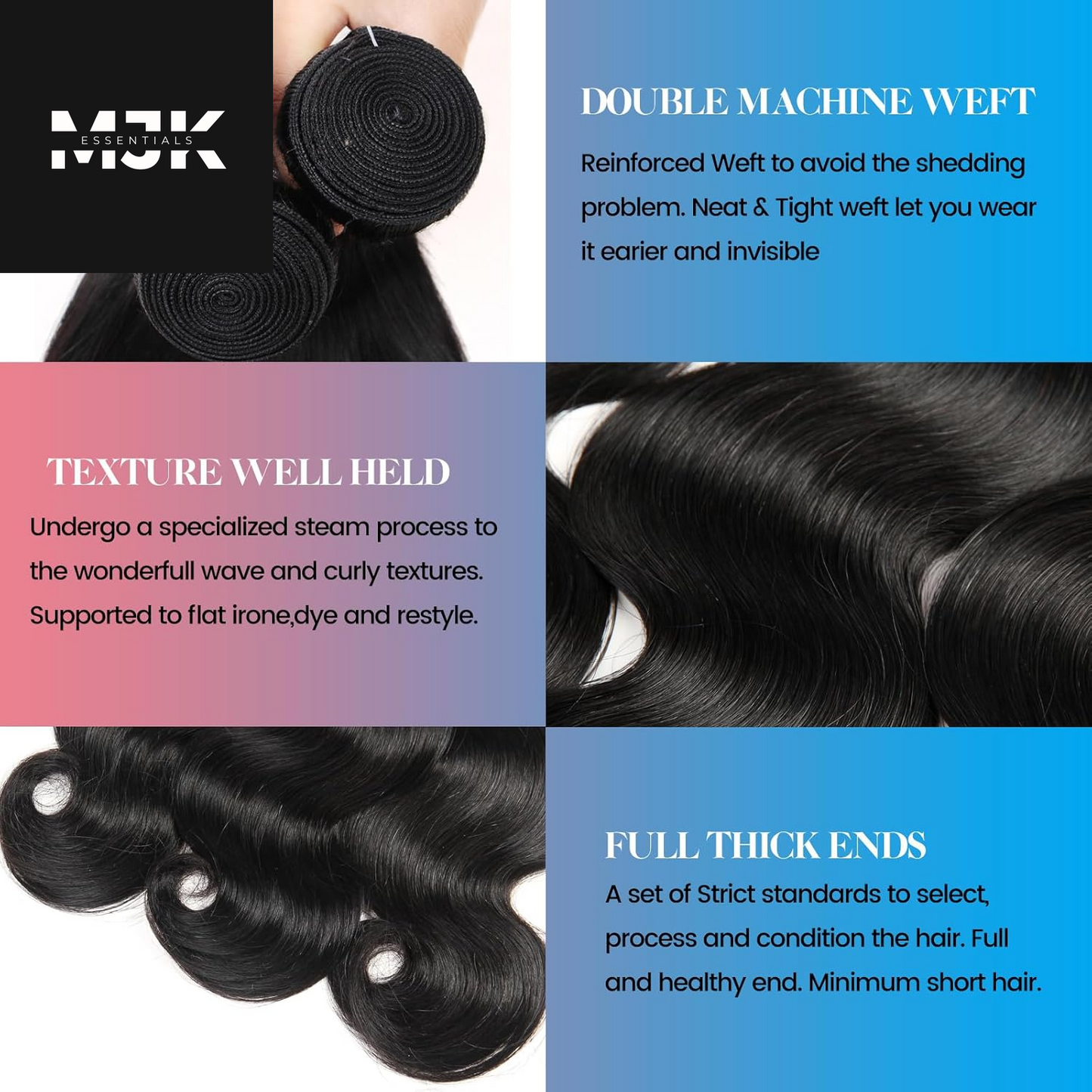 Body Wave Bundles Human Hair 16 18 20 Inch 100% Unprocessed 12A Brazilian Virgin Human Hair Extensions Quick Weave Bundles Hair Natural Black