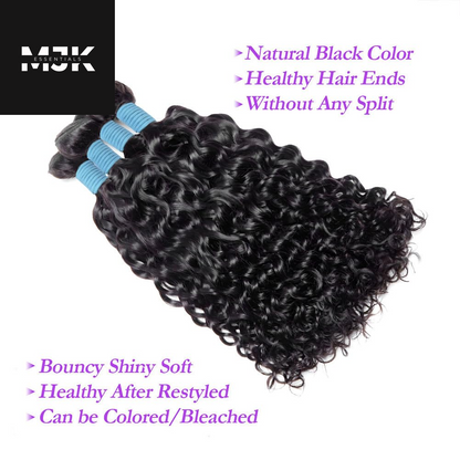 Water Wave Human Hair Bundles 18 20 22 24 Inch 100% Unprocessed Human Hair Wet and Wavy Bundles Human Hair 12A Brazilian Curly Wave Bundles Human Hair Natural Color (18 20 22 24)