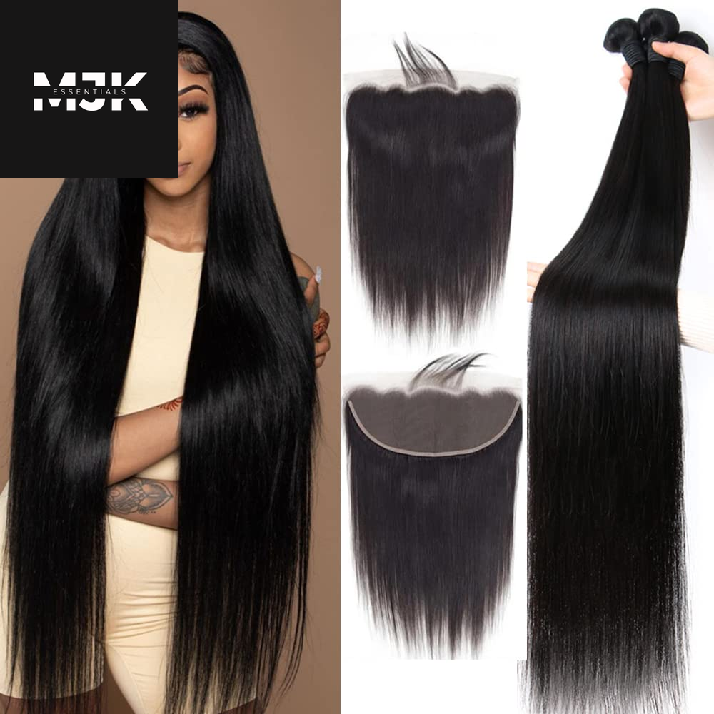 12A Straight Bundles Human Hair (22 24 26 28 Inches, Straight 4 Bundles) 100% Unprocessed Brazilian Virgin Straight Human Hair Bundles Natural Color Raw Hair