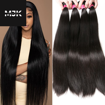 12A Straight Bundles Human Hair (22 24 26 28 Inches, Straight 4 Bundles) 100% Unprocessed Brazilian Virgin Straight Human Hair Bundles Natural Color Raw Hair