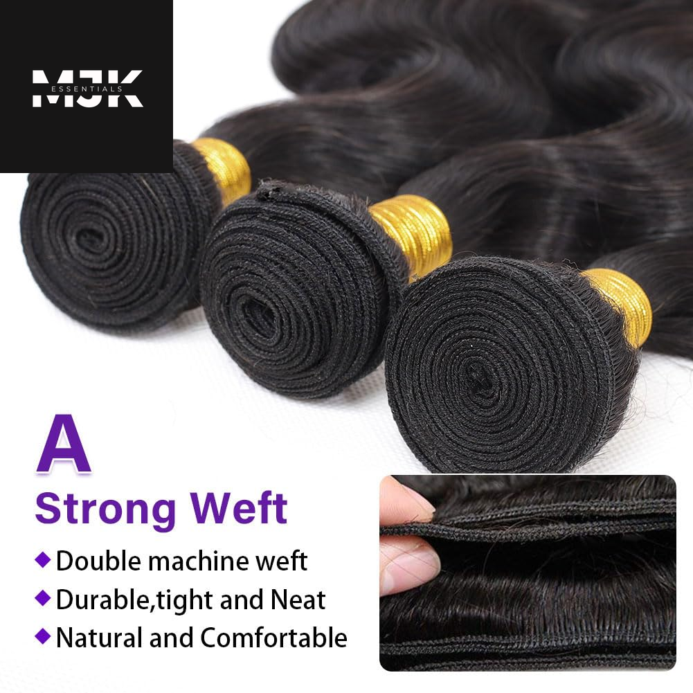 Brazilian Human Hair Bundles 18 20 22 Inch Body Wave 3 Bundles Human Hair 300Gm 12A 100% Unprocessed Brazilian Virgin Raw Hair Extensions Natural Black Weave Real Human Hair Bundles for Women