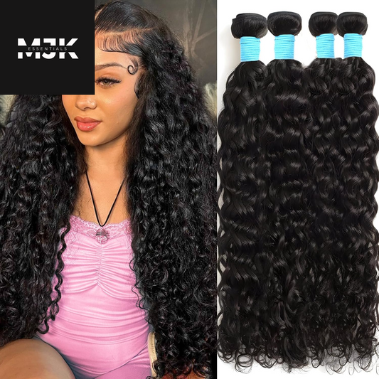 Water Wave Human Hair Bundles 18 20 22 24 Inch 100% Unprocessed Human Hair Wet and Wavy Bundles Human Hair 12A Brazilian Curly Wave Bundles Human Hair Natural Color (18 20 22 24)