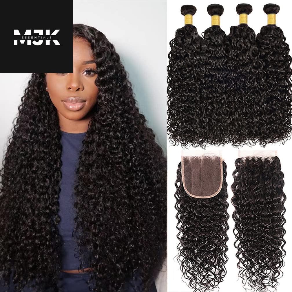 Loose Deep Wave Bundles Human Hair 4 Bundles 20 22 24 26 Inch 100% Unprocessed Brazilian Virgin Human Hair Bundles, Loose Deep Wave 4 Bundles, Can Be Dyed and Bleached Natural Black