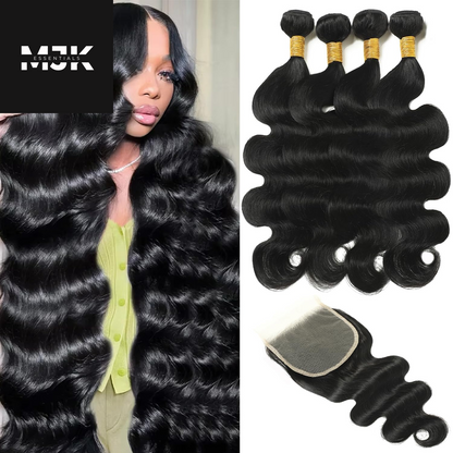 Body Wave Bundles Human Hair 18 20 22 24 Inch Human Hair Bundles 100% Unprocessed Brazilian Virgin Hair 4 Bundles Human Hair Quick Weave Deals Human Hair Extensions for Women Natural Color