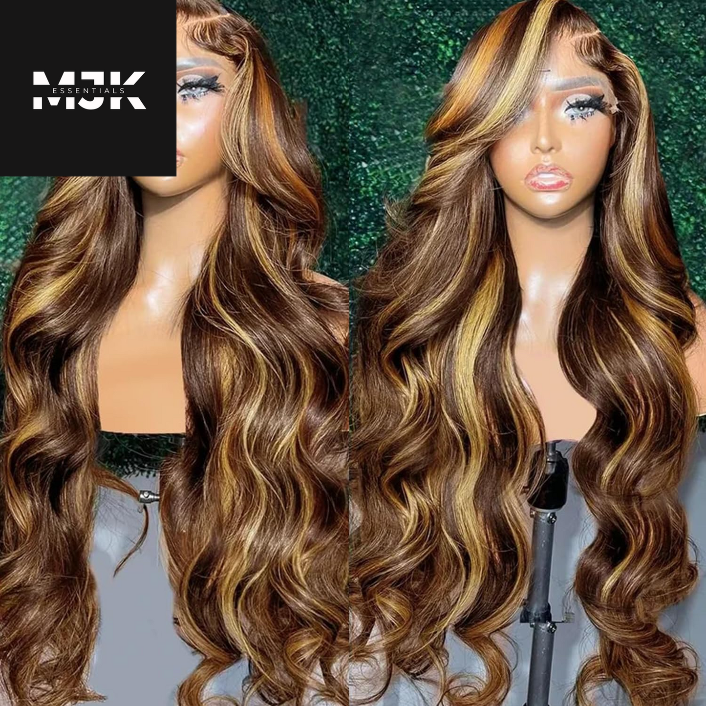 Highlight Ombre 13X6 Lace Front Wig Human Hair 28 Inch Body Wave Honey Blonde Glueless HD Transparent Lace Frontal Wigs for Women 180 Density Human Hair Pre Plucked with Baby Hair