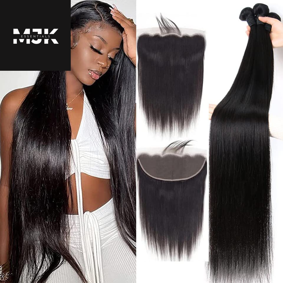 Human Hair Bundles Straight 3 Bundles Human Hair 24 26 28 Inch 100% Unprocessed 12A Brazilian Virgin Hair Bundles Weave Straight Human Hair Extensions