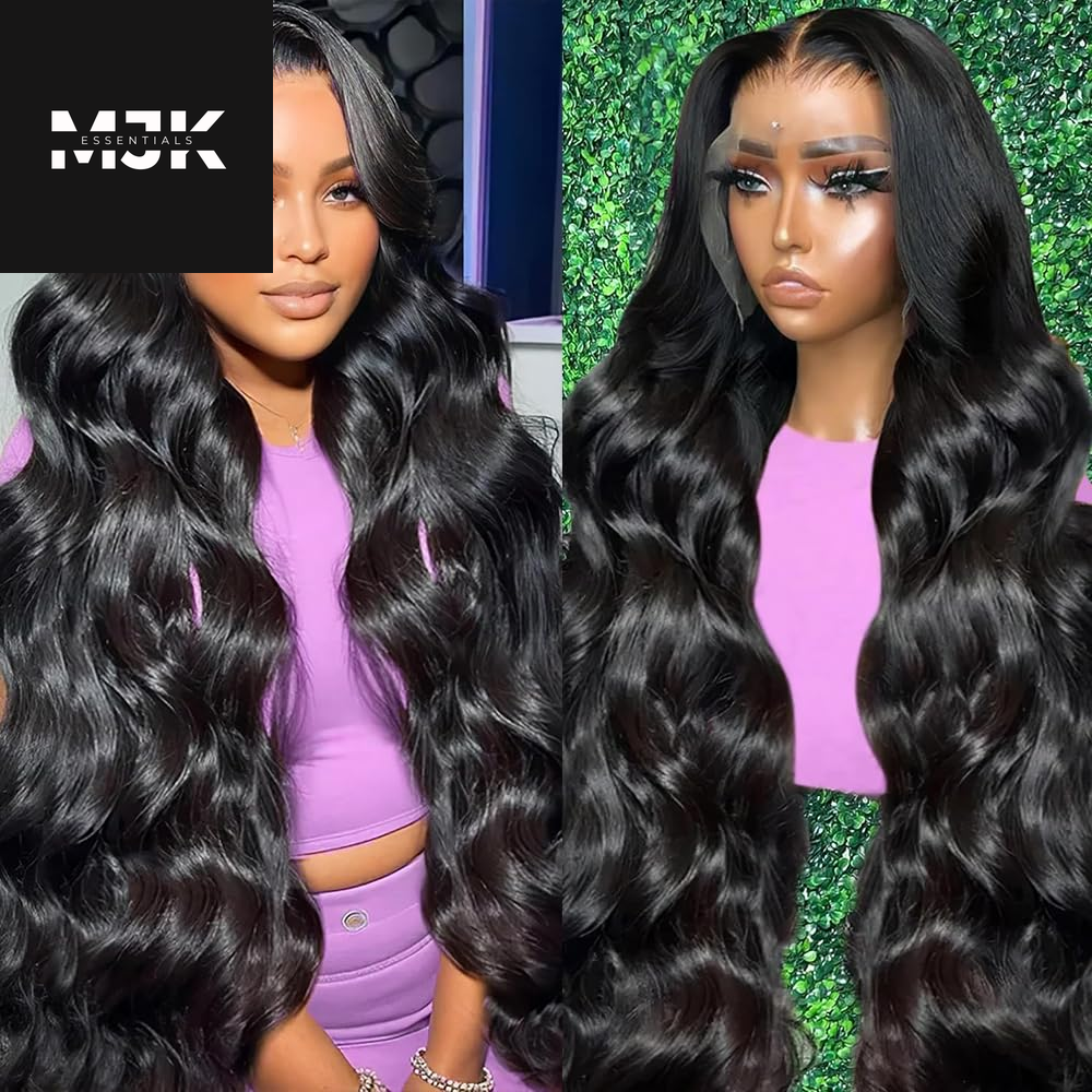 30 Inch 13X6 Lace Front Wigs Human Hair Body Wave Human Hair Wig HD Lace Frontal Glueless Wigs Human Hair Pre Plucked with Baby Hair 180 Density Natural Black